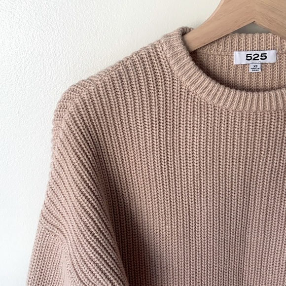 525, tan and pink 100%cotton XS cropped knit sweater - Picture 3 of 11